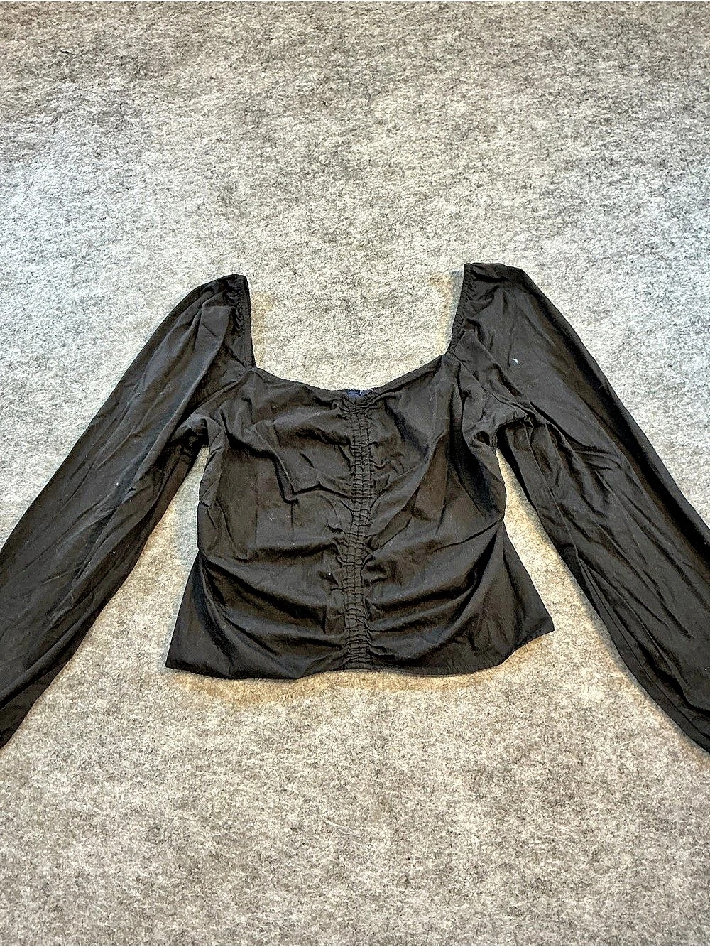 Gap Black Long Sleeve Smocked Blouse Size Large